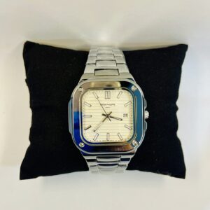 Patek Philippe with White Dial and Silver Strap